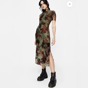 NWT Disturbia Rosaleigh Flock Velour Mesh Short Sleeved Midaxi Bodycon Dress 14